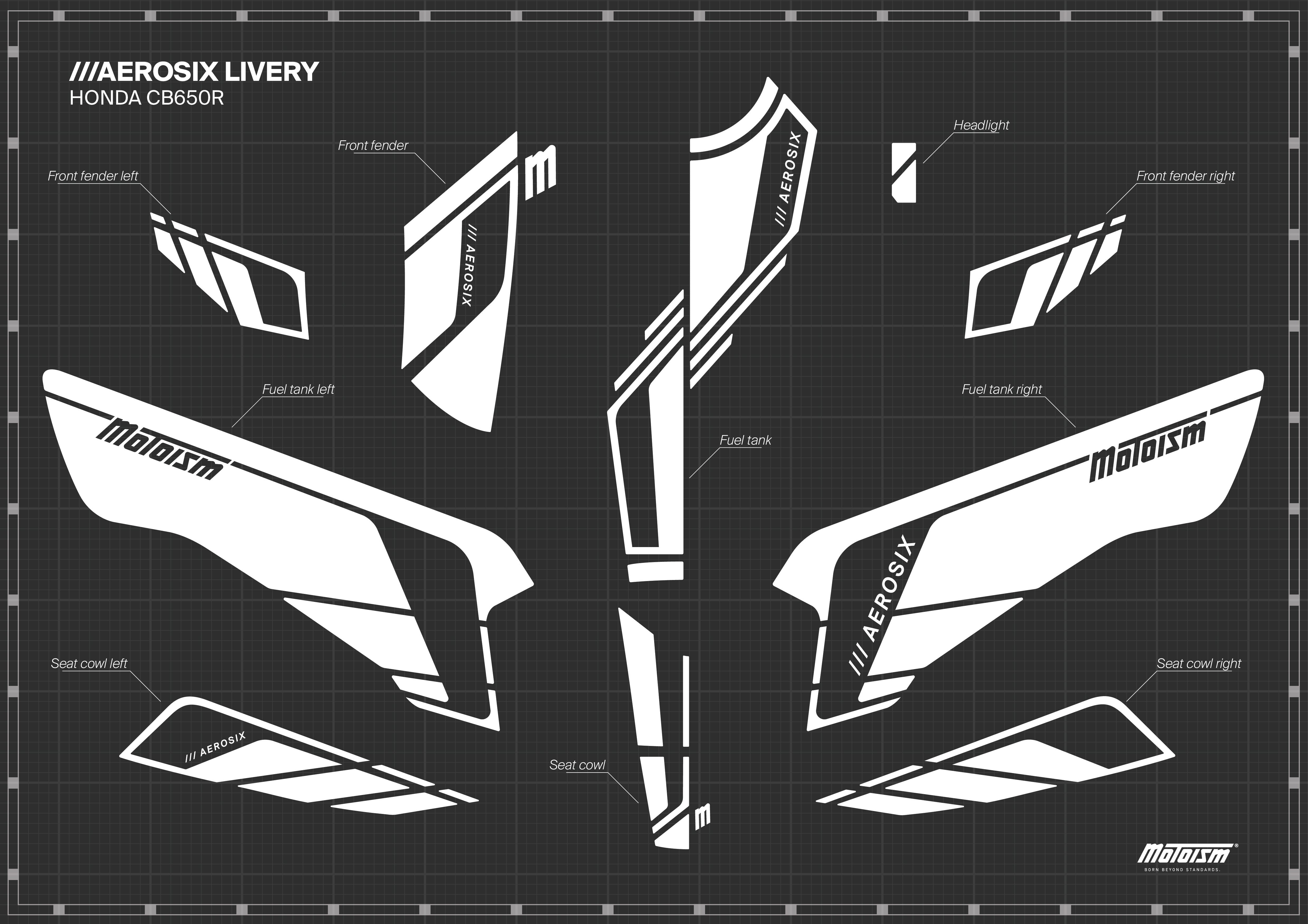 Honda CB 650 R ///AEROSIX Livery Aufkleber-Set