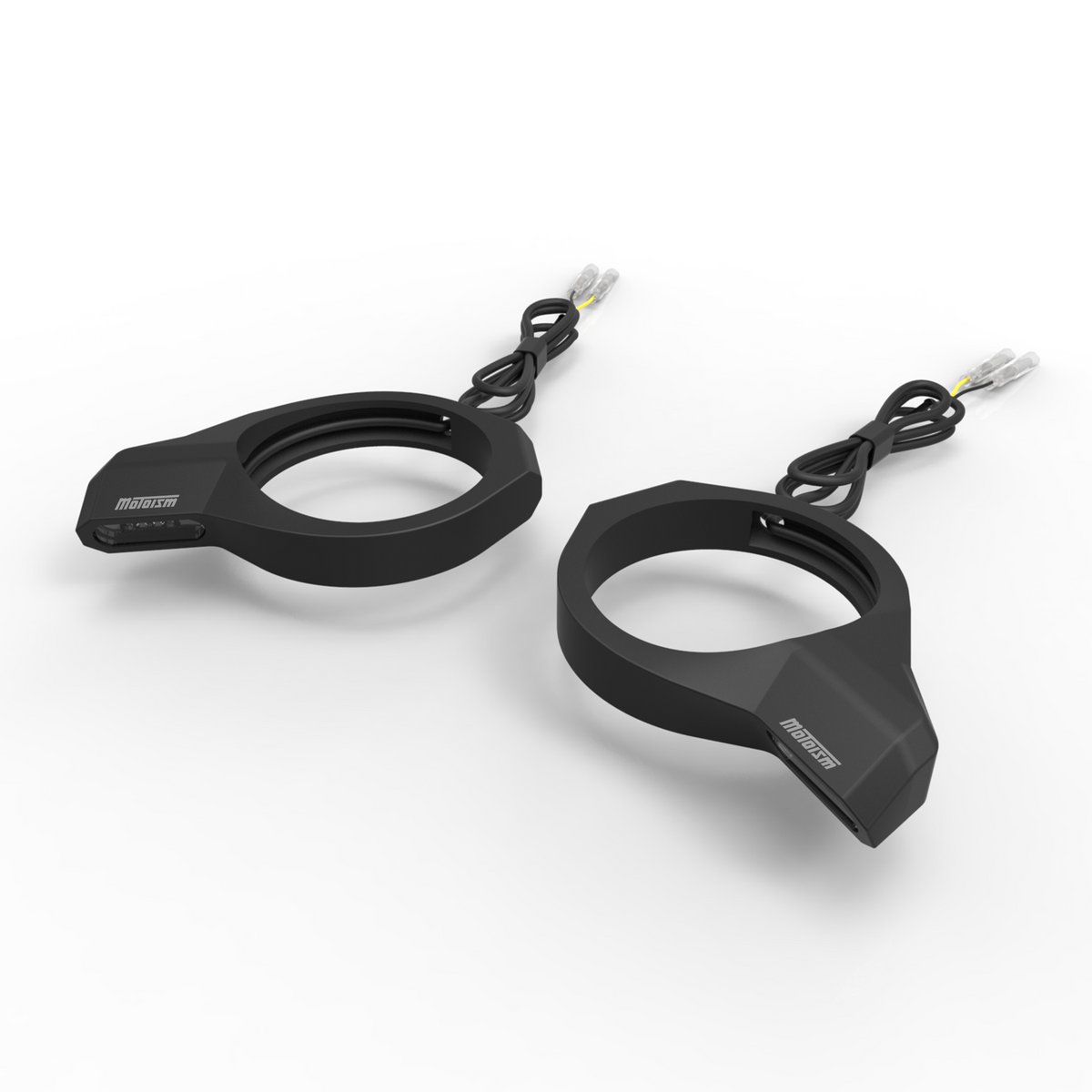 MOTOISM Gabelschelle Type Four Evo mit integriertem LED-Blinker – Set links und rechts